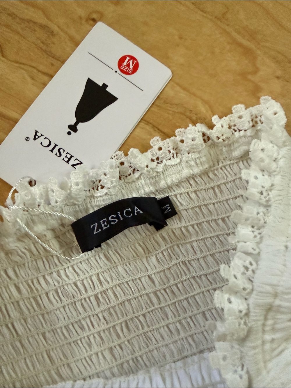 Strapless White Maxi Dress with Crochet Detail - Picture 2 of 2